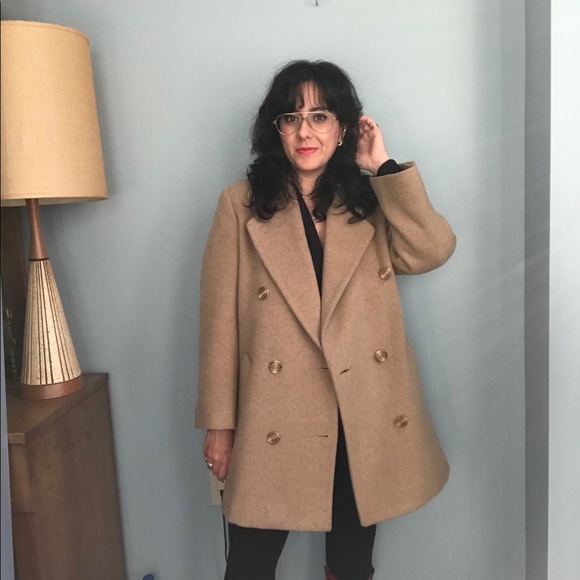 Vintage 100% wool Jones NY Camel Hair Pea Coat - Picture 4 of 12